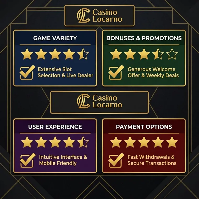 Übersicht der Casino Locarno Hauptseite